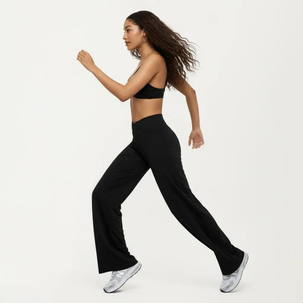 Anna-Kaci Women's Crossover Wide Leg Yoga Pants Stretch Athletic Lounge Workout Pants for Training Fitness