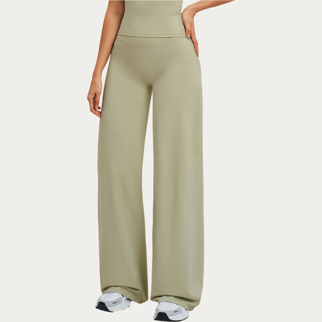 Anna-Kaci Women's Crossover Wide Leg Yoga Pants Stretch Athletic Lounge Workout Pants for Training Fitness