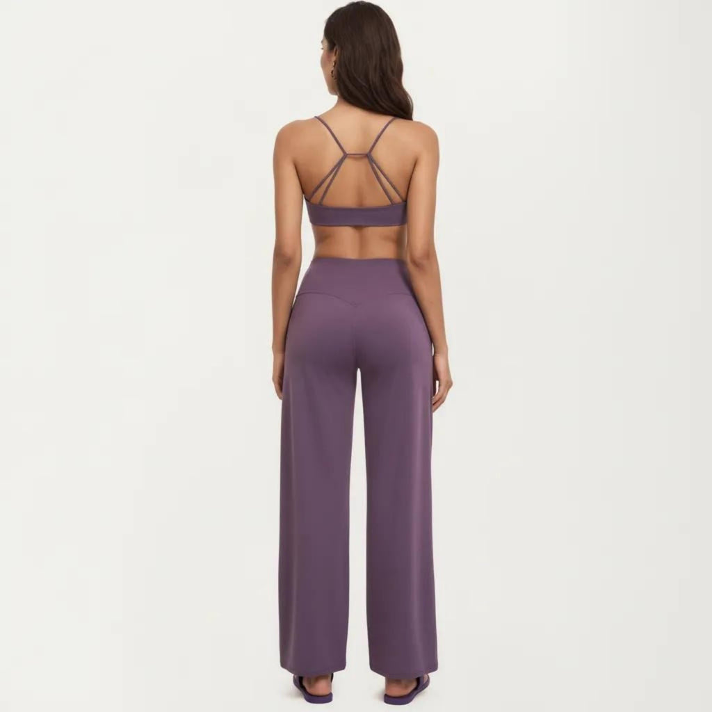 Anna-Kaci Women's Crossover Wide Leg Yoga Pants Stretch Athletic Lounge Workout Pants for Training Fitness