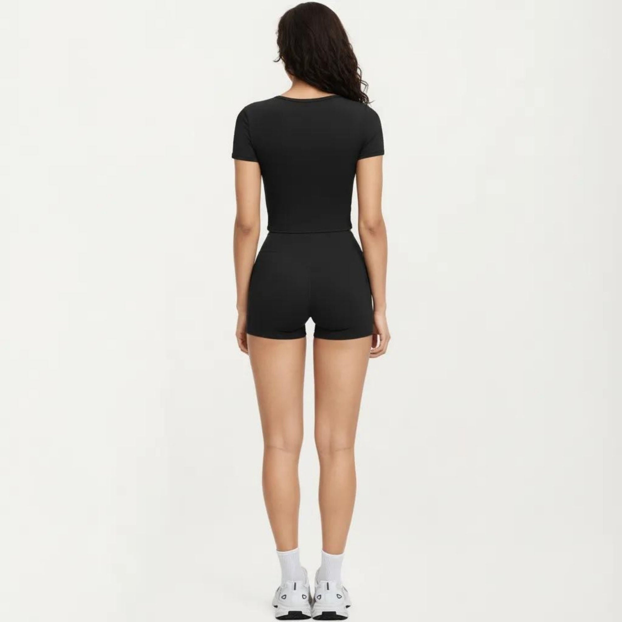 Anna-Kaci Women's Ribbed Square Neck Fitted Crop Workout Top Stretch Athletic Training Shirt for Yoga Fitness