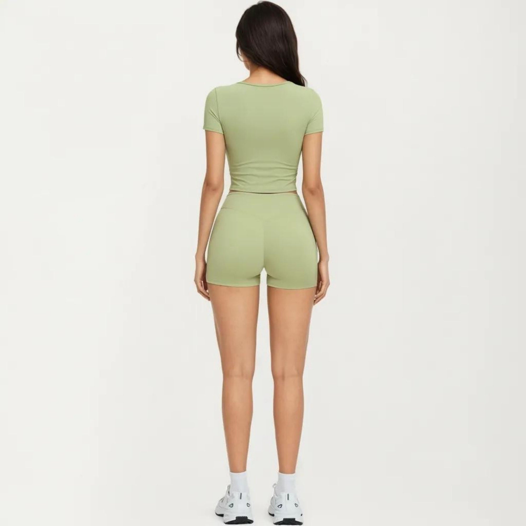 Anna-Kaci Women's Ribbed Square Neck Fitted Crop Workout Top Stretch Athletic Training Shirt for Yoga Fitness