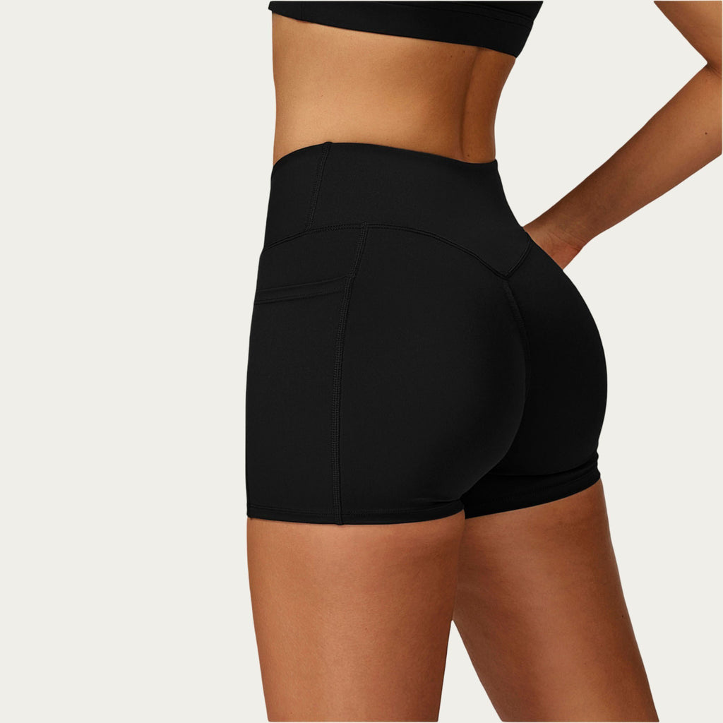 Anna-Kaci Women's High Waist Crossover Athletic Biker Shorts Stretch Workout Yoga Shorts with Side Pocket