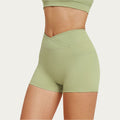 Anna-Kaci Women's High Waist Crossover Athletic Biker Shorts Stretch Workout Yoga Shorts with Side Pocket