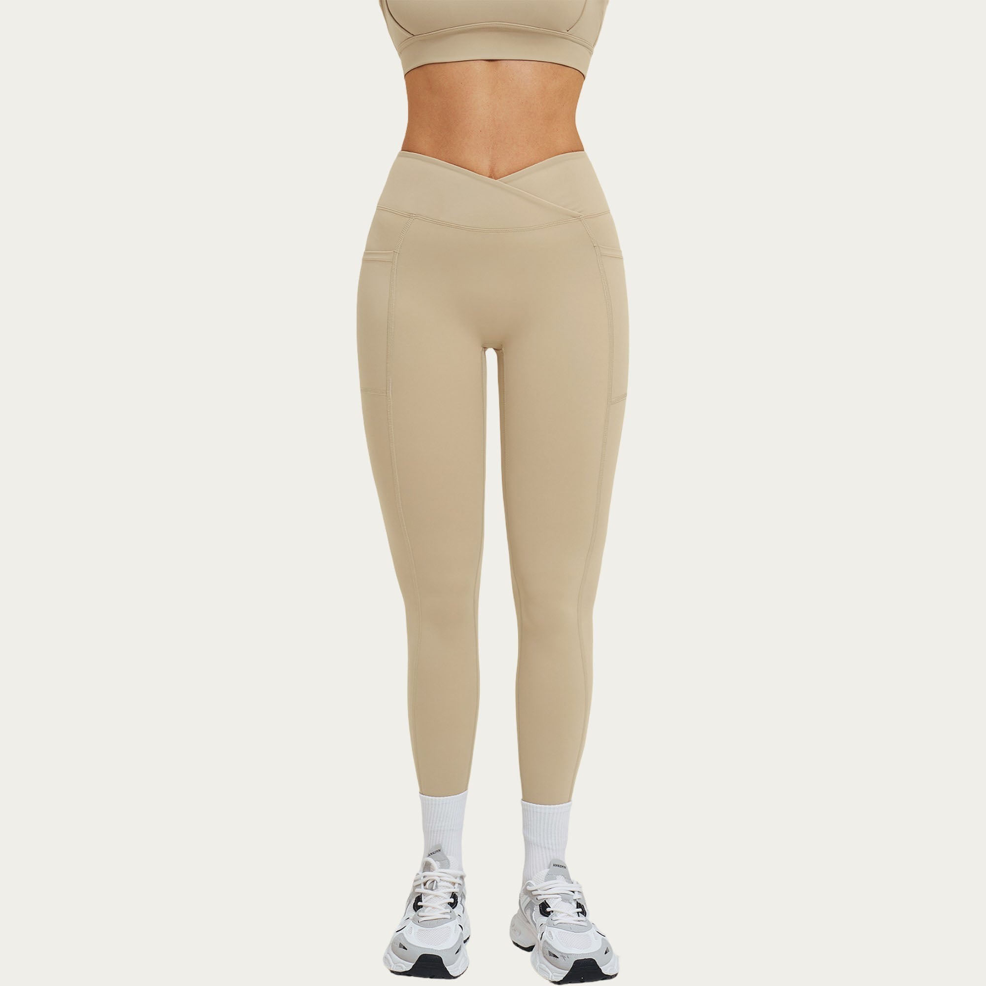 Anna-Kaci Women's High Waist Crossover Workout Leggings Stretch Athletic Yoga Pants with Side Pocket