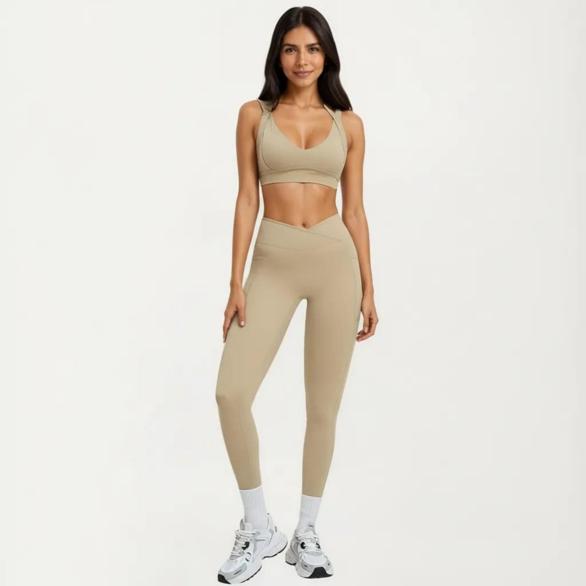 Anna-Kaci Women's High Waist Crossover Workout Leggings Stretch Athletic Yoga Pants with Side Pocket