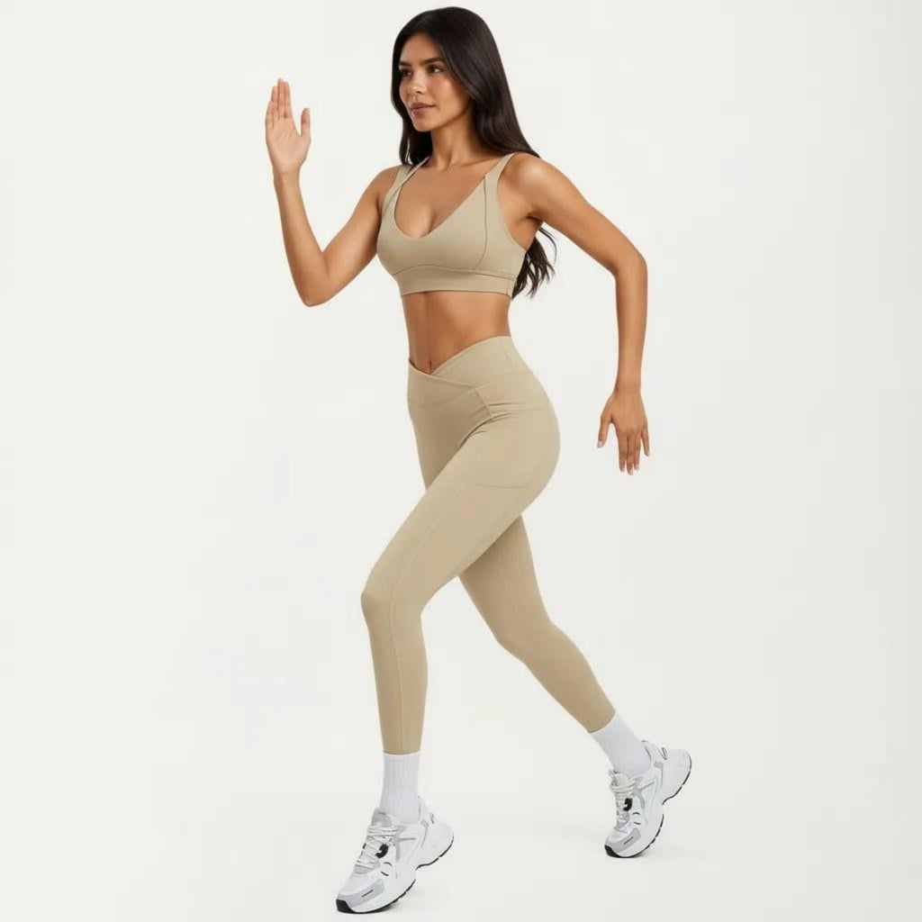 Anna-Kaci Women's High Waist Crossover Workout Leggings Stretch Athletic Yoga Pants with Side Pocket