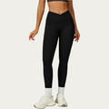 Anna-Kaci Women's High Waist Crossover Workout Leggings Stretch Athletic Yoga Pants with Side Pocket