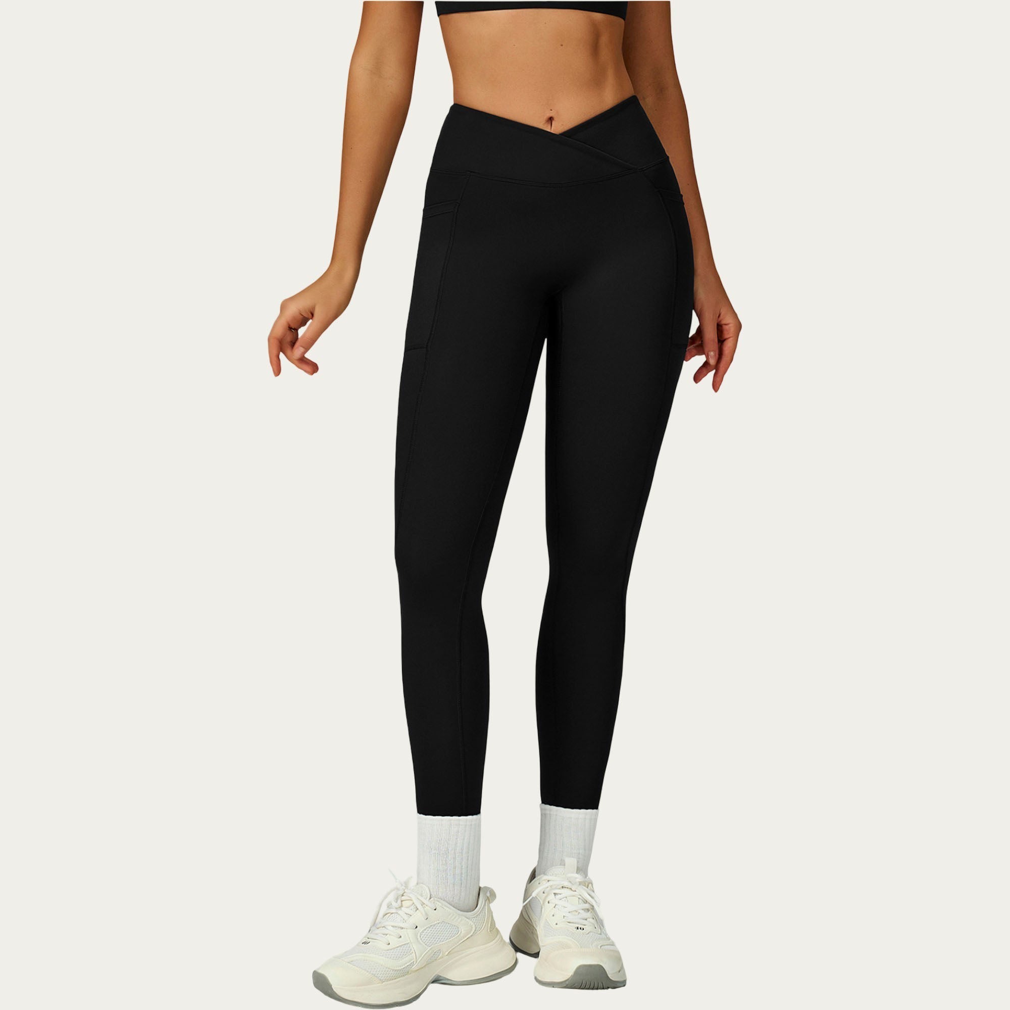 Anna-Kaci Women's High Waist Crossover Workout Leggings Stretch Athletic Yoga Pants with Side Pocket