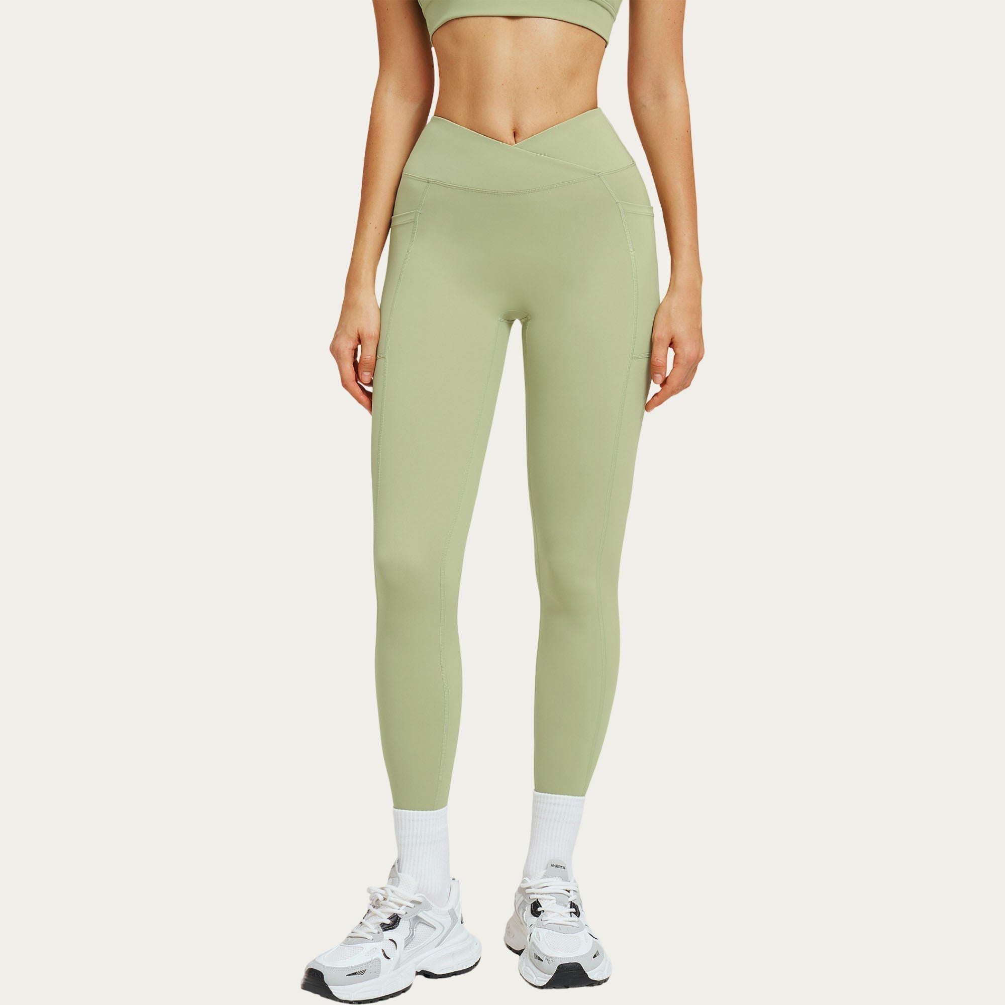Anna-Kaci Women's High Waist Crossover Workout Leggings Stretch Athletic Yoga Pants with Side Pocket