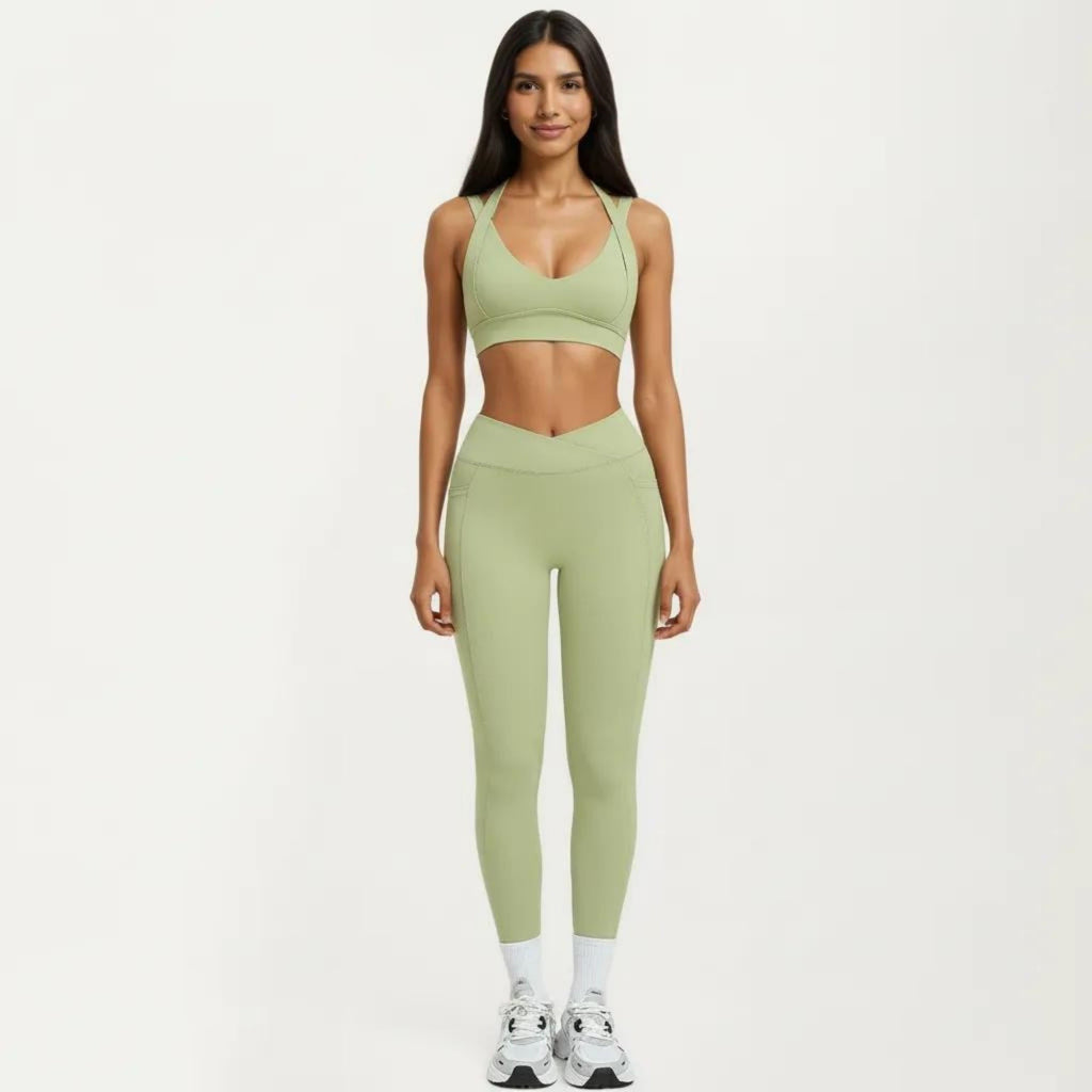 Anna-Kaci Women's High Waist Crossover Workout Leggings Stretch Athletic Yoga Pants with Side Pocket