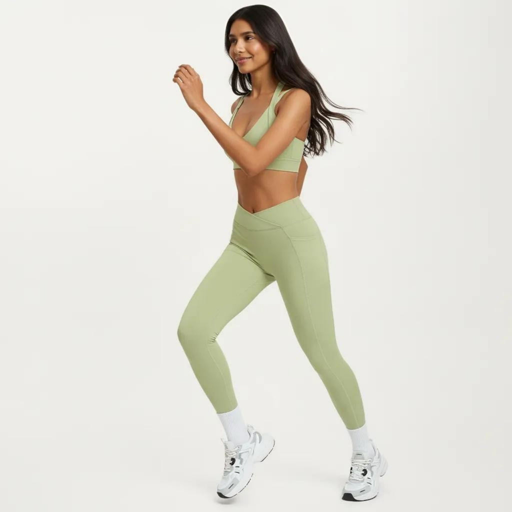Anna-Kaci Women's High Waist Crossover Workout Leggings Stretch Athletic Yoga Pants with Side Pocket