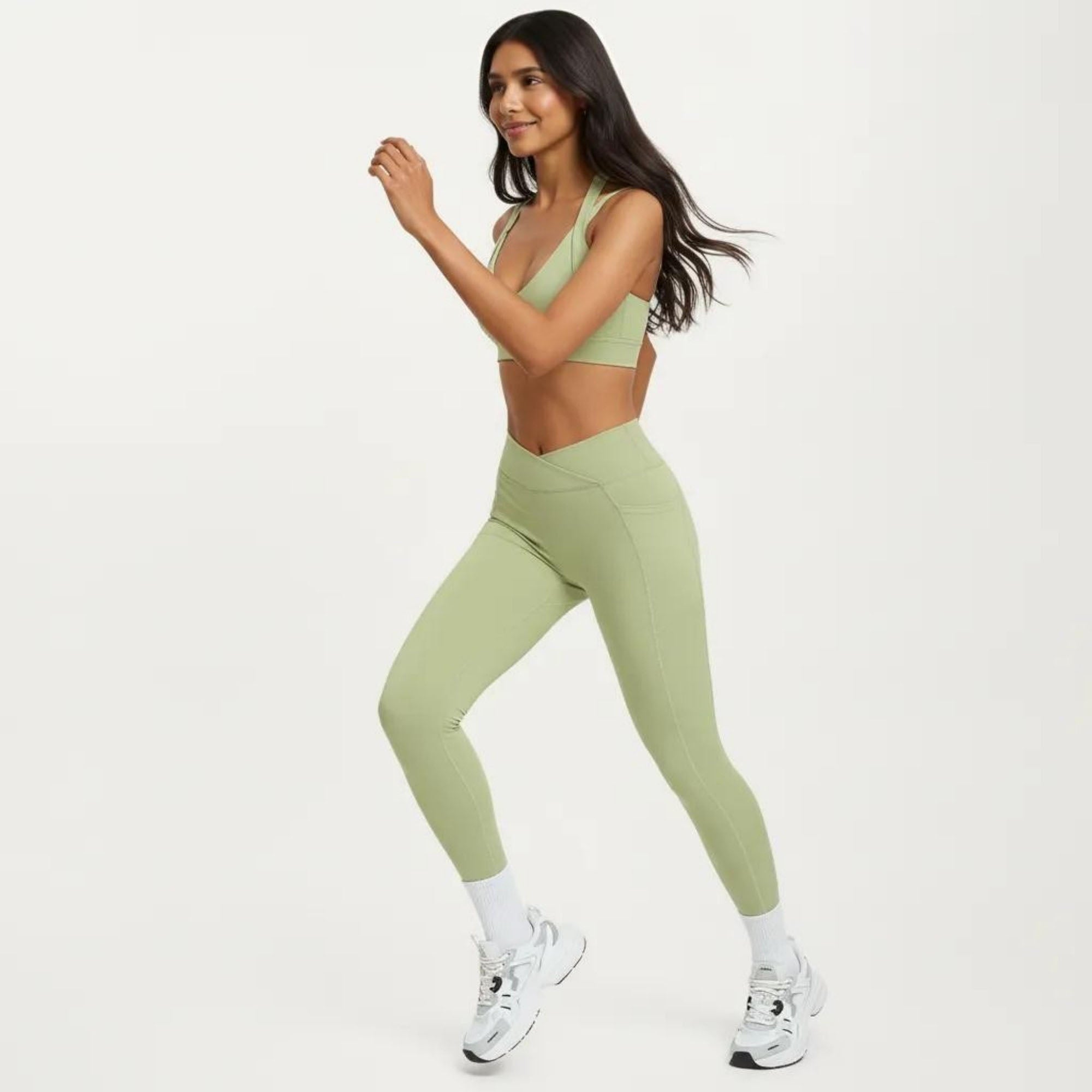 Anna-Kaci Women's High Waist Crossover Workout Leggings Stretch Athletic Yoga Pants with Side Pocket
