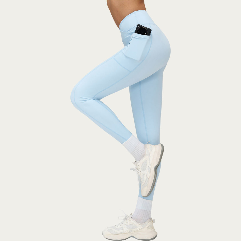Anna-Kaci Women's High Waist Crossover Workout Leggings Stretch Athletic Yoga Pants with Side Pocket