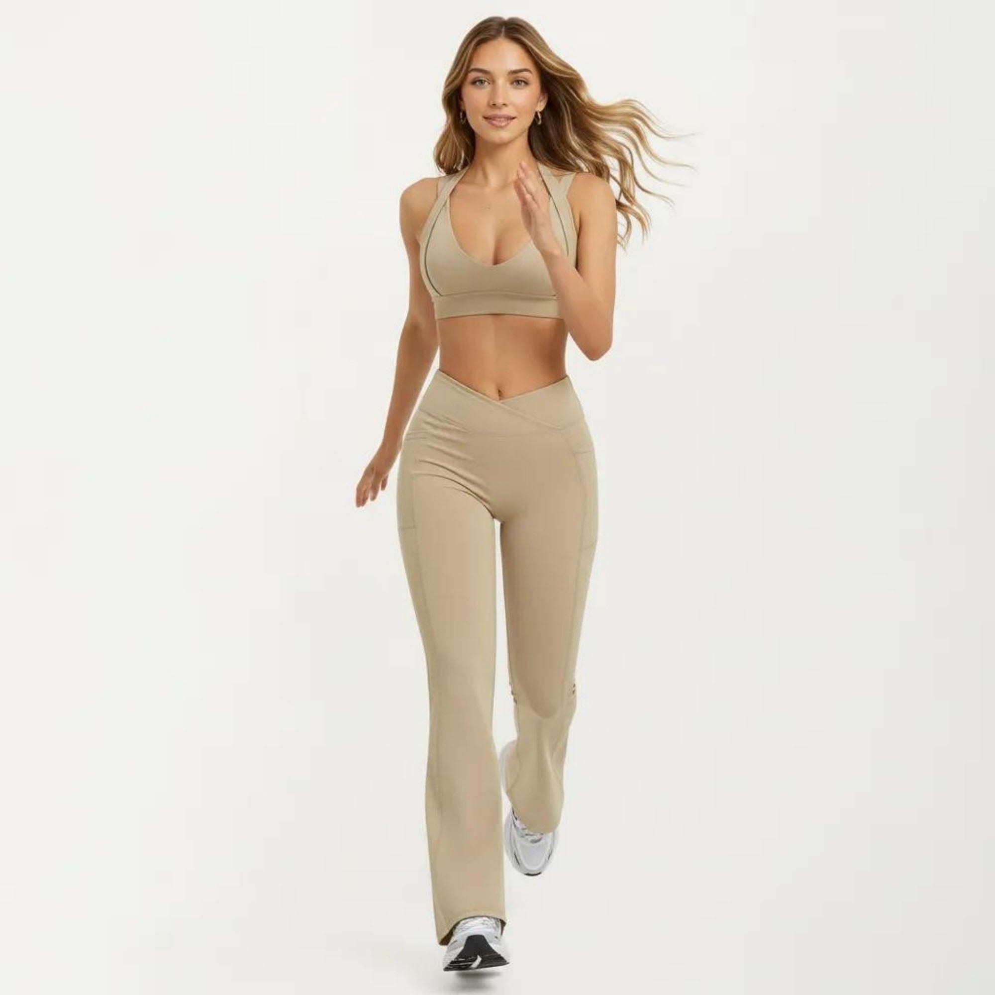 Anna-Kaci Women's High Waist Crossover Flare Yoga Pants Stretch Bootcut Workout Leggings with Side Pocket
