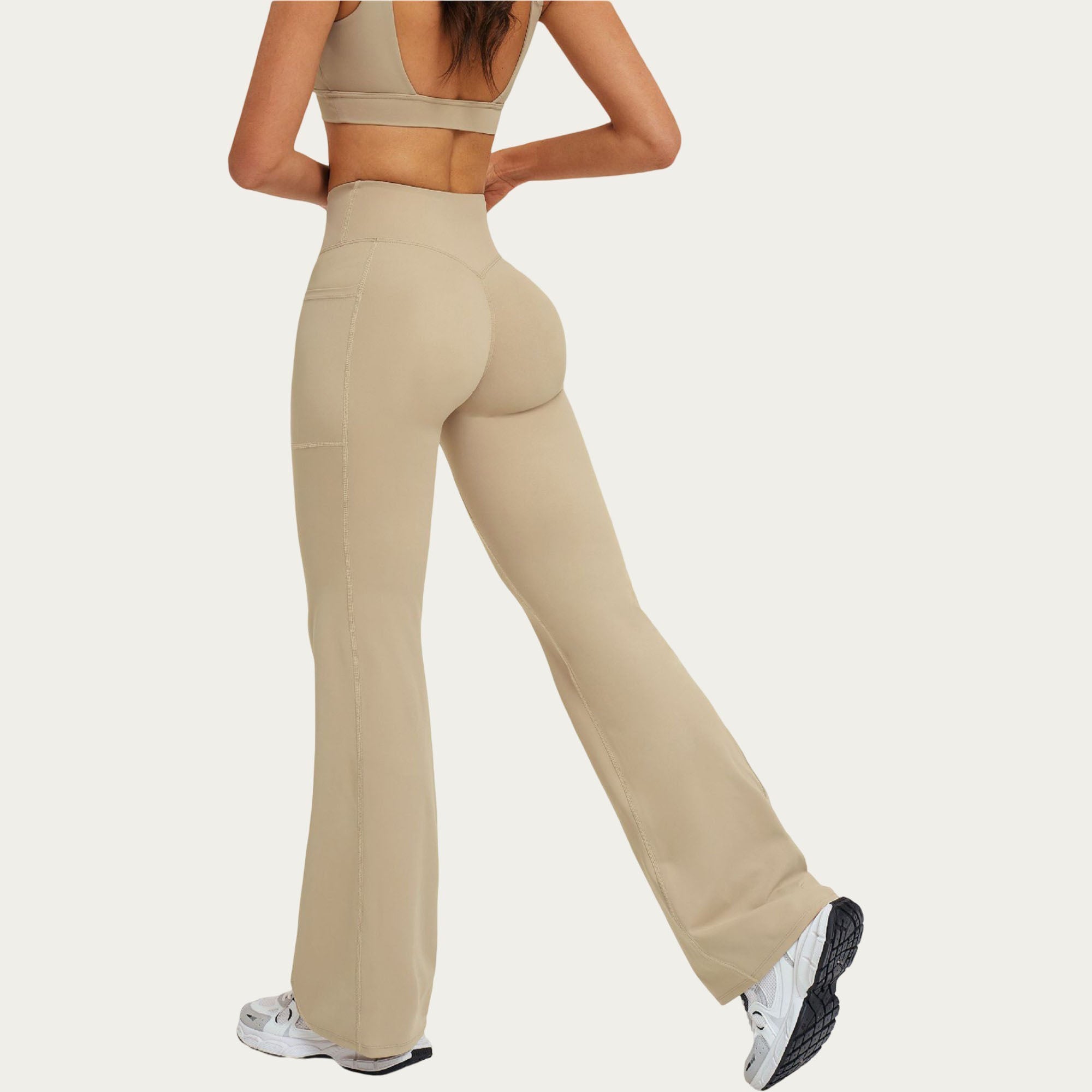 Anna-Kaci Women's High Waist Crossover Flare Yoga Pants Stretch Bootcut Workout Leggings with Side Pocket