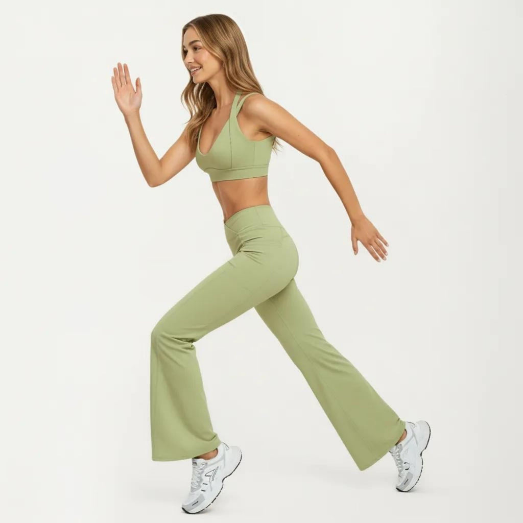 Anna-Kaci Women's High Waist Crossover Flare Yoga Pants Stretch Bootcut Workout Leggings with Side Pocket