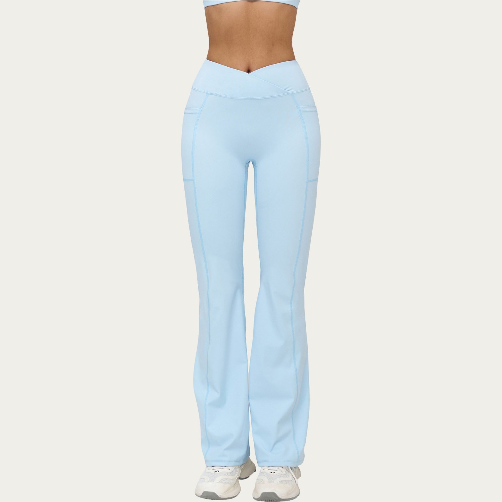 Anna-Kaci Women's High Waist Crossover Flare Yoga Pants Stretch Bootcut Workout Leggings with Side Pocket