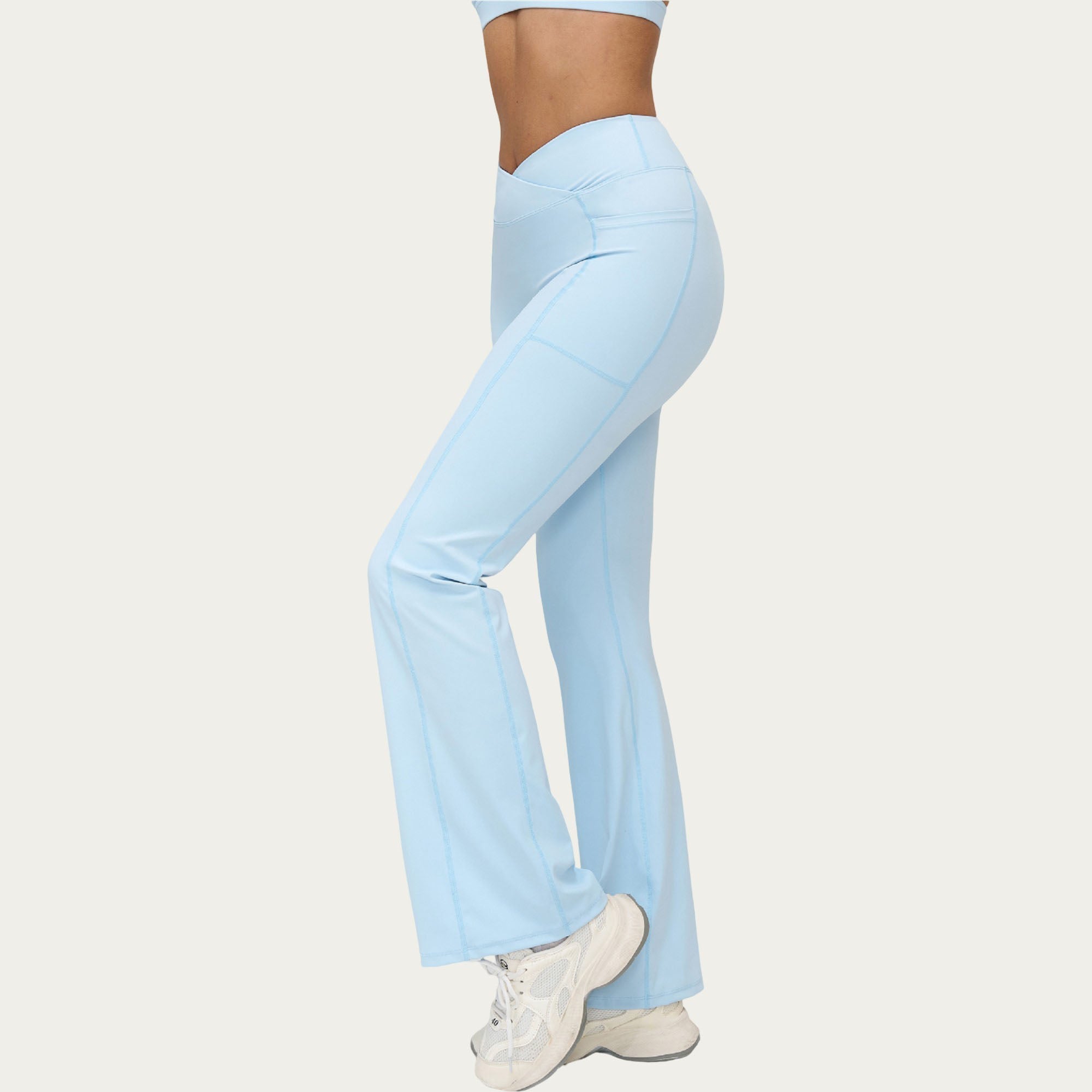 Anna-Kaci Women's High Waist Crossover Flare Yoga Pants Stretch Bootcut Workout Leggings with Side Pocket