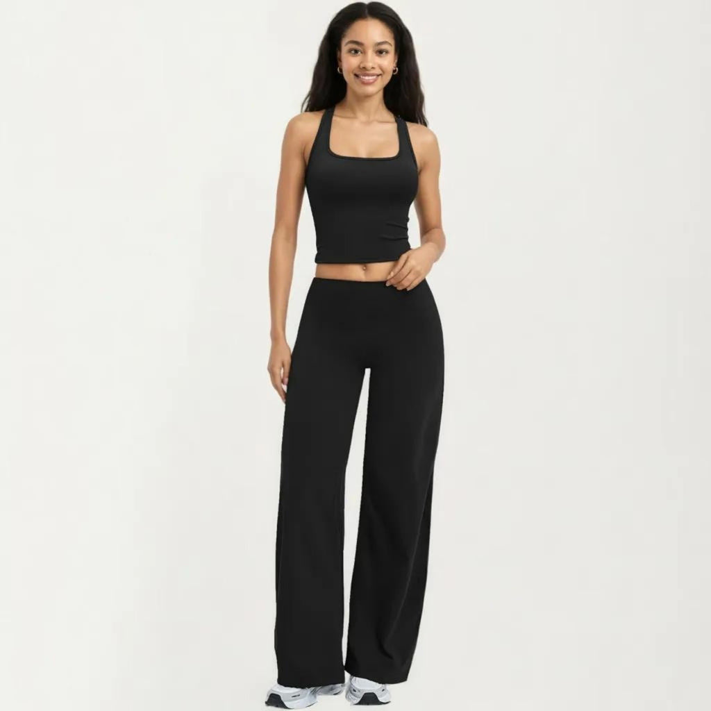 Anna-Kaci Women's High Waist Wide Leg Yoga Pants Stretch Lounge Workout Training Relaxed Athletic Pants