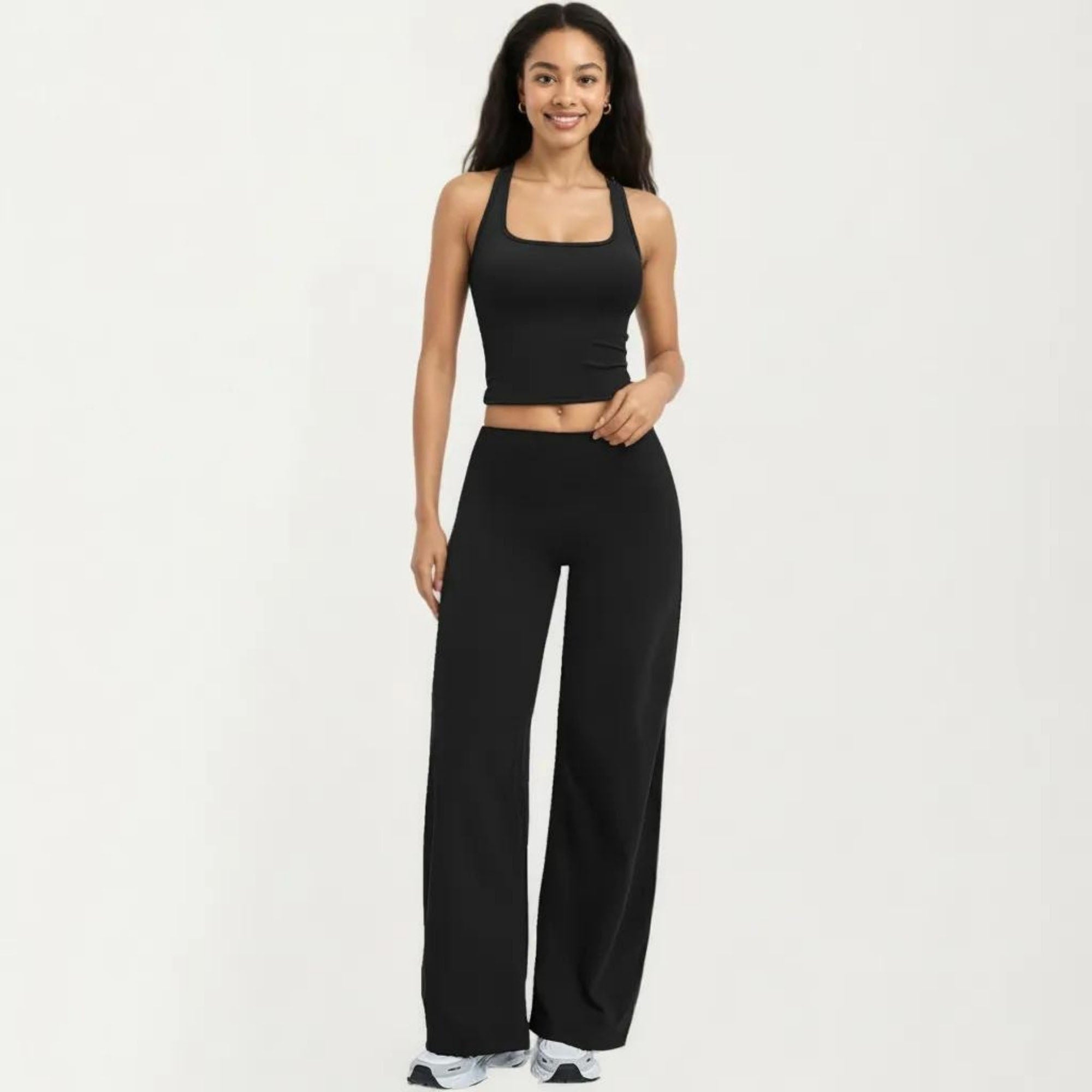 Anna-Kaci Women's High Waist Wide Leg Yoga Pants Stretch Lounge Workout Training Relaxed Athletic Pants