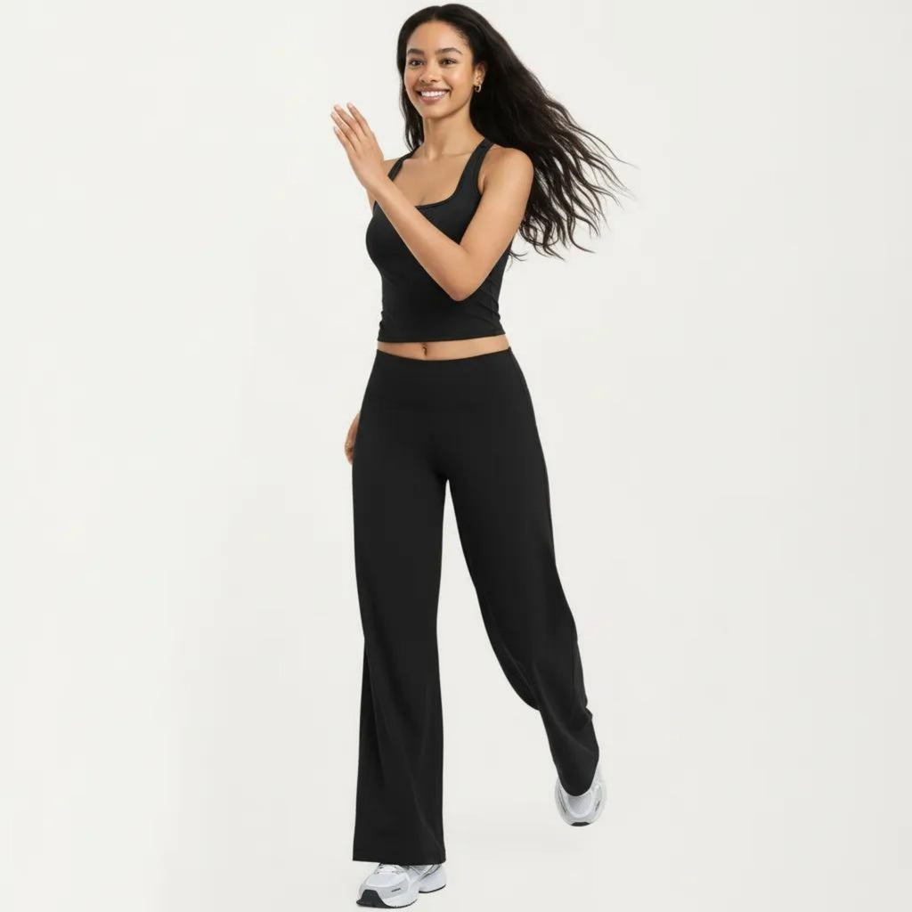 Anna-Kaci Women's High Waist Wide Leg Yoga Pants Stretch Lounge Workout Training Relaxed Athletic Pants