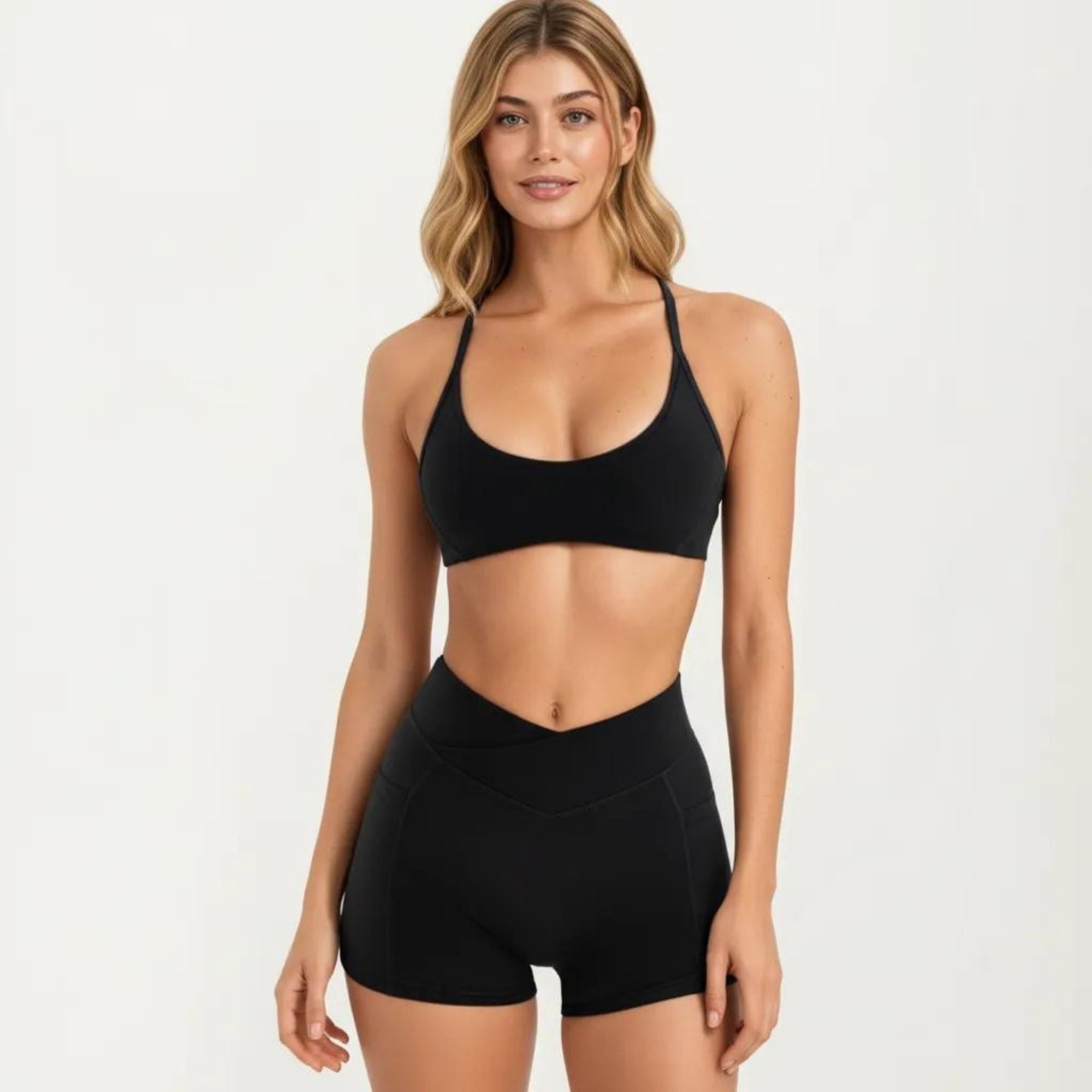 Anna-Kaci Women's Adjustable Strap Sports Bra with Scoop Neck Stretch Support Athletic Workout Crop Top