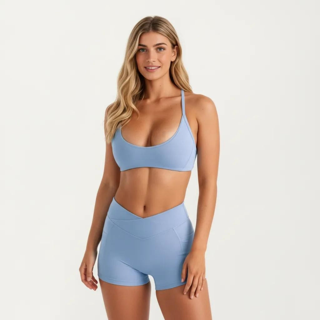Anna-Kaci Women's Adjustable Strap Sports Bra with Scoop Neck Stretch Support Athletic Workout Crop Top