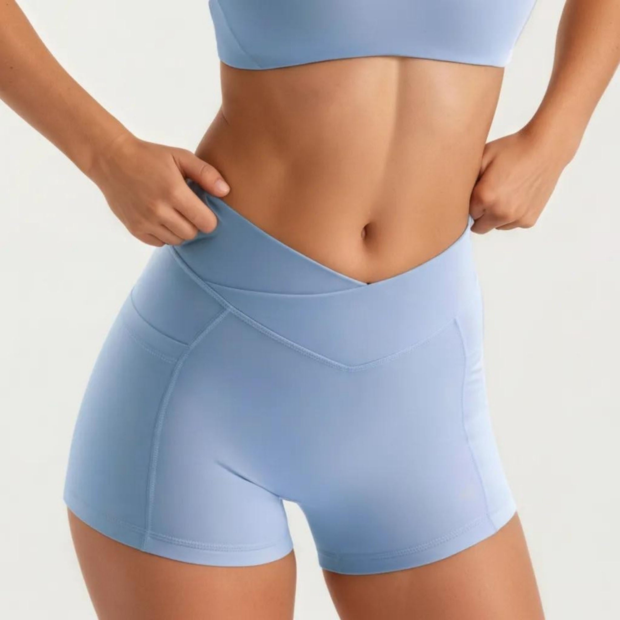 Anna-Kaci Women's V Waist Biker Shorts with Side Pocket High Waist Stretch Athletic Workout Shorts