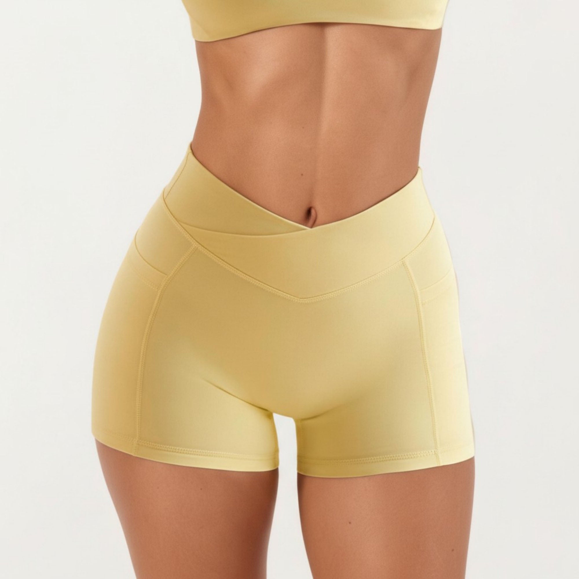 Anna-Kaci Women's V Waist Biker Shorts with Side Pocket High Waist Stretch Athletic Workout Shorts