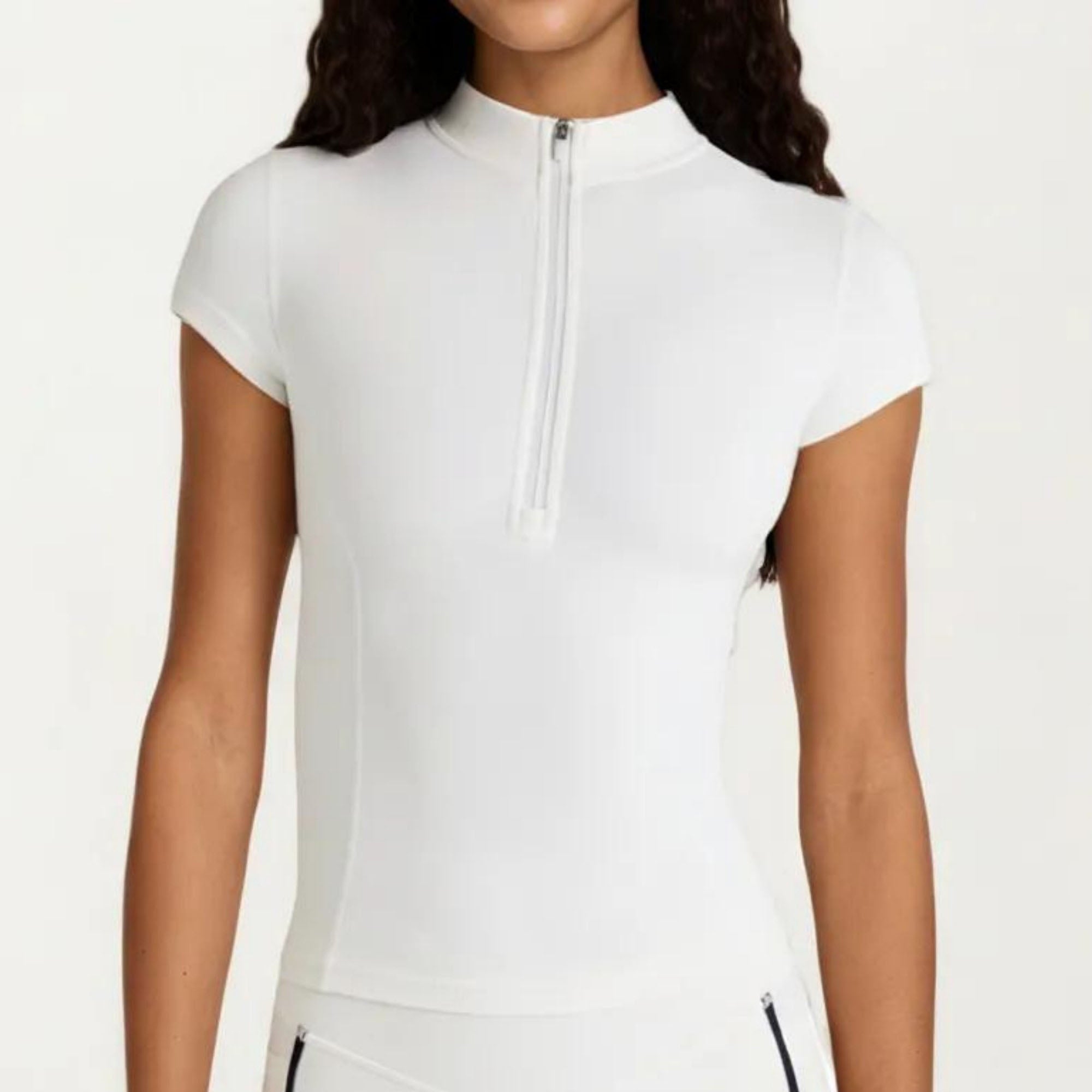 Anna-Kaci Women's Short Sleeve Athletic Top with Half Zip Mock Neck Fitted Workout Shirt for Running Training