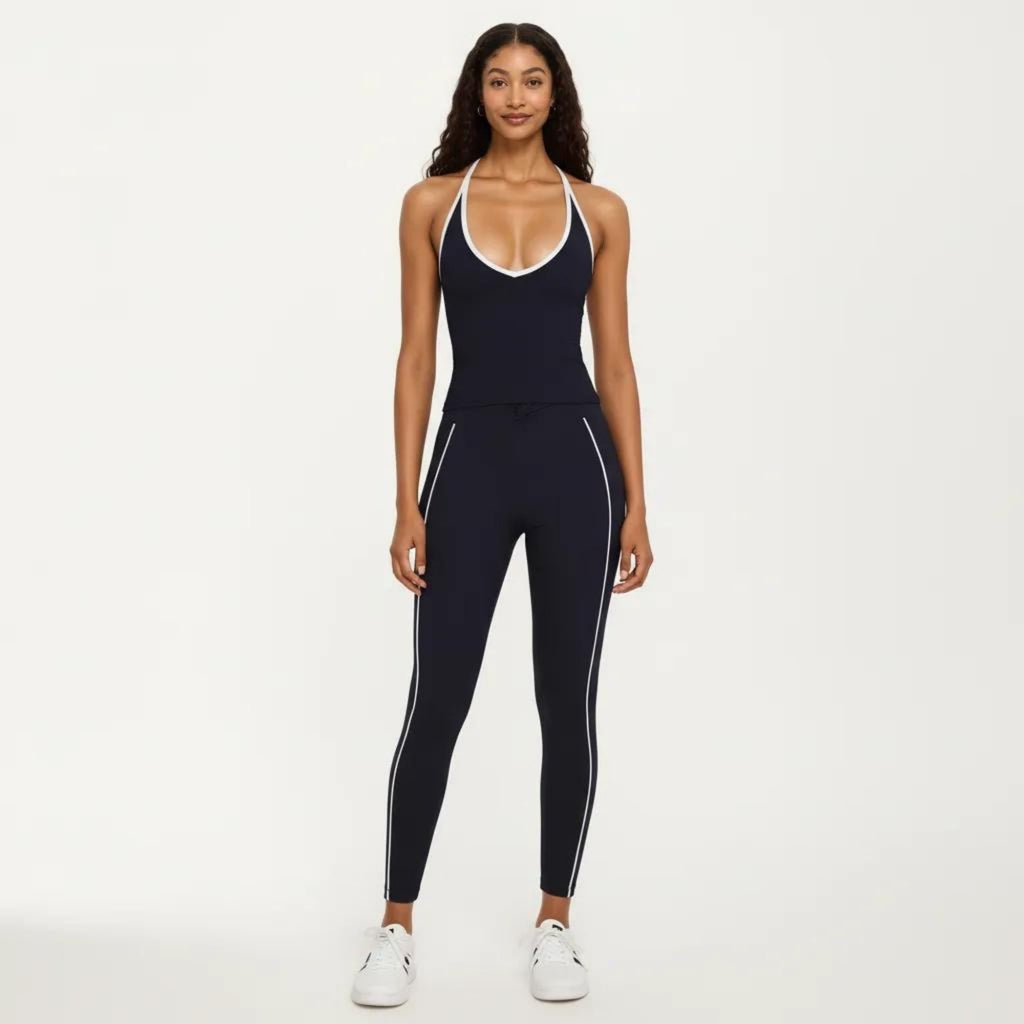 Anna-Kaci Women's Halter Active Crop Top with Built In Support Ribbed Workout Tank for Yoga Fitness Training
