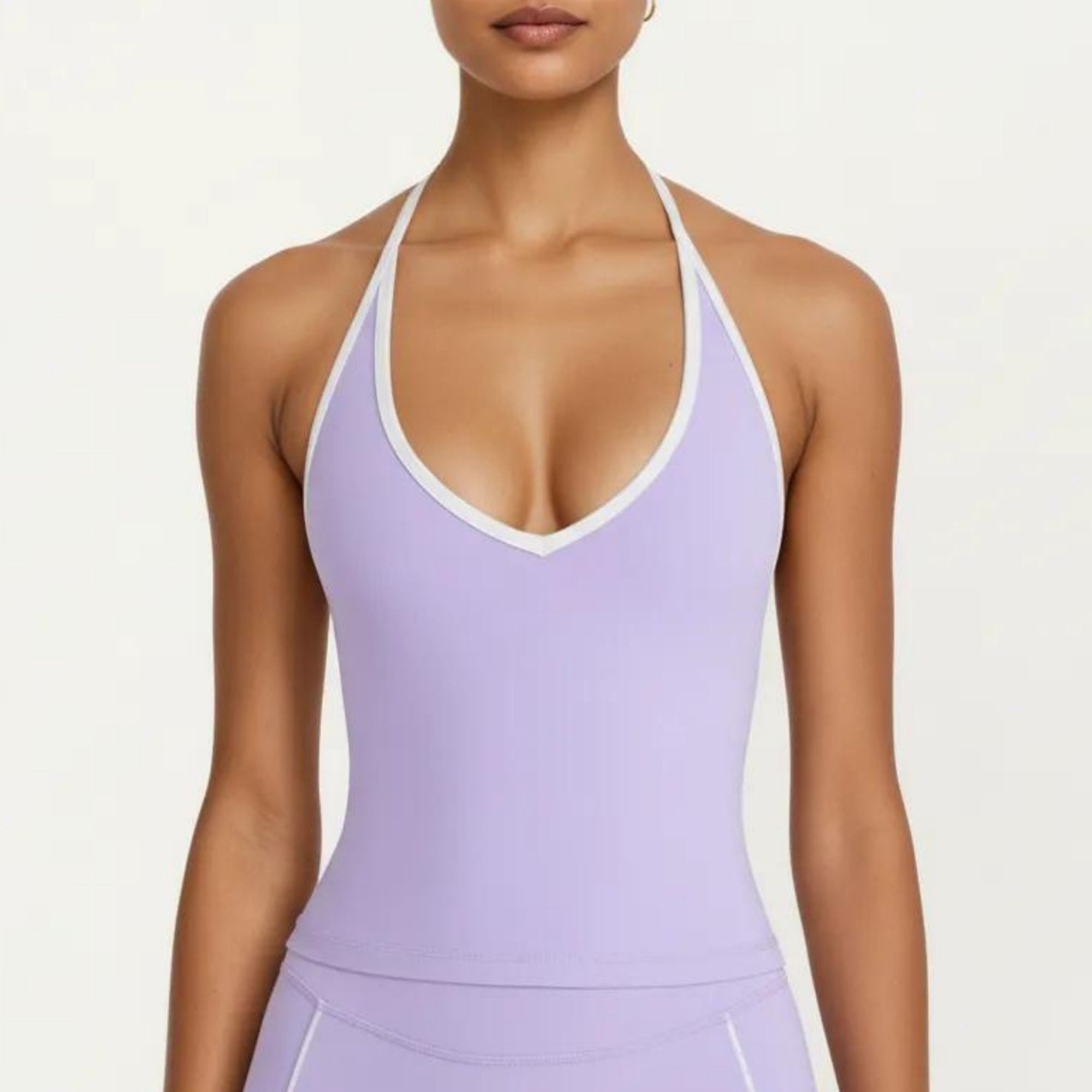 Anna-Kaci Women's Halter Active Crop Top with Built In Support Ribbed Workout Tank for Yoga Fitness Training