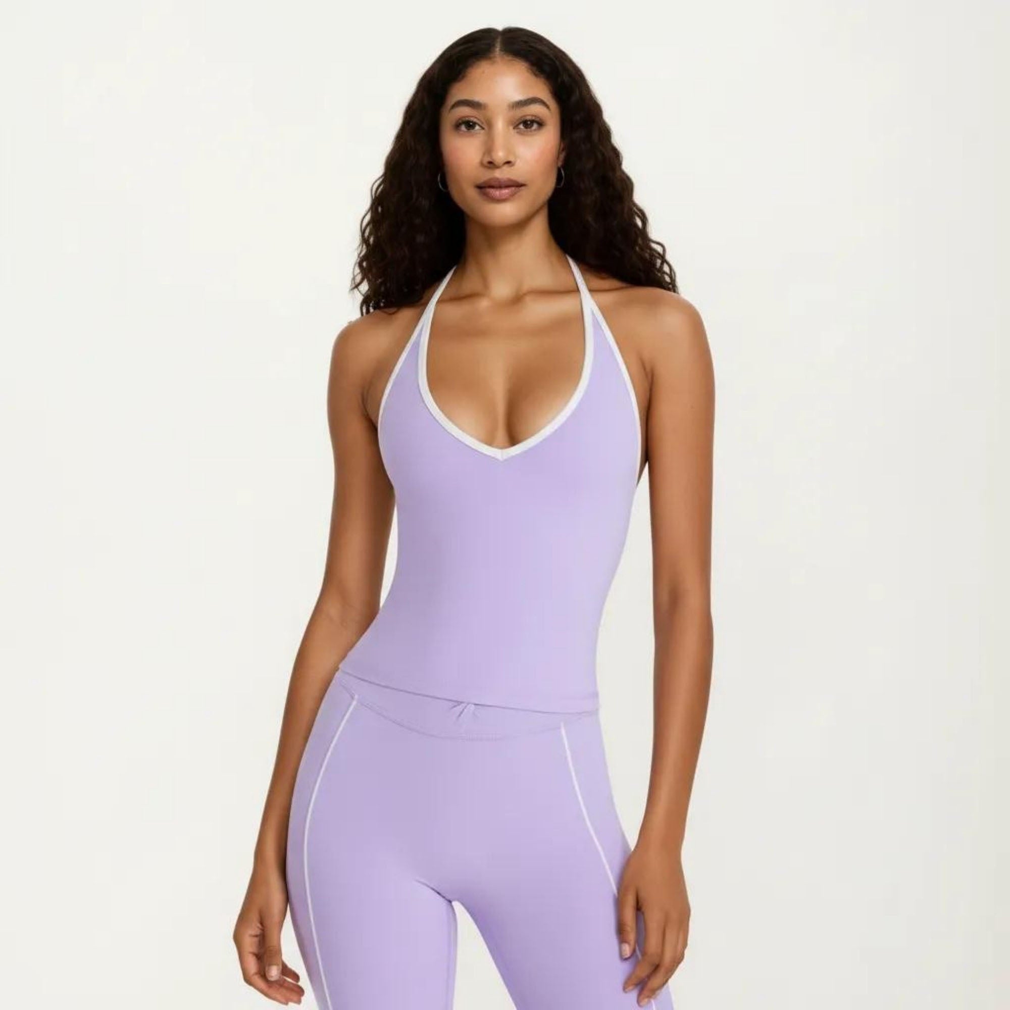 Anna-Kaci Women's Halter Active Crop Top with Built In Support Ribbed Workout Tank for Yoga Fitness Training