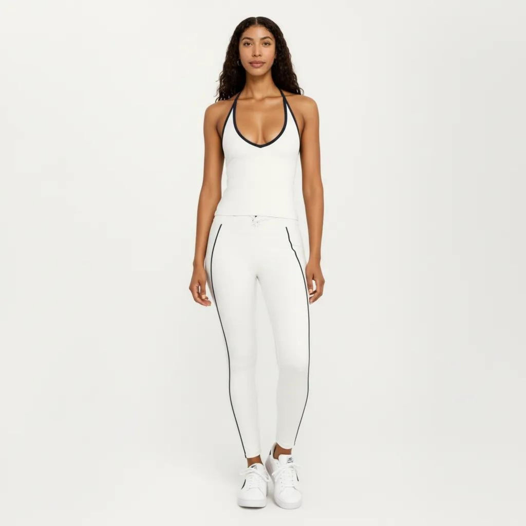 Anna-Kaci Women's Halter Active Crop Top with Built In Support Ribbed Workout Tank for Yoga Fitness Training