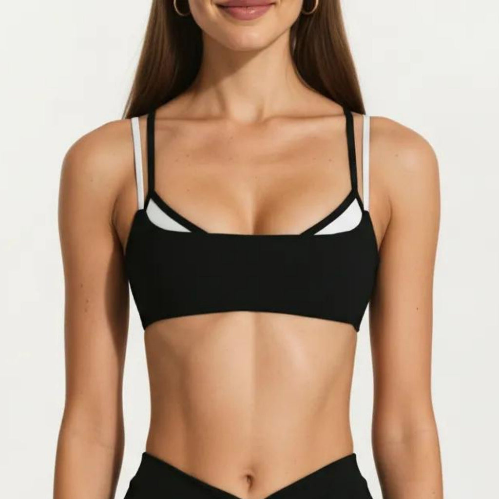Anna-Kaci Women's Double Strap Sports Bra with Twist Back Light Support Workout Bra for Yoga Fitness Training