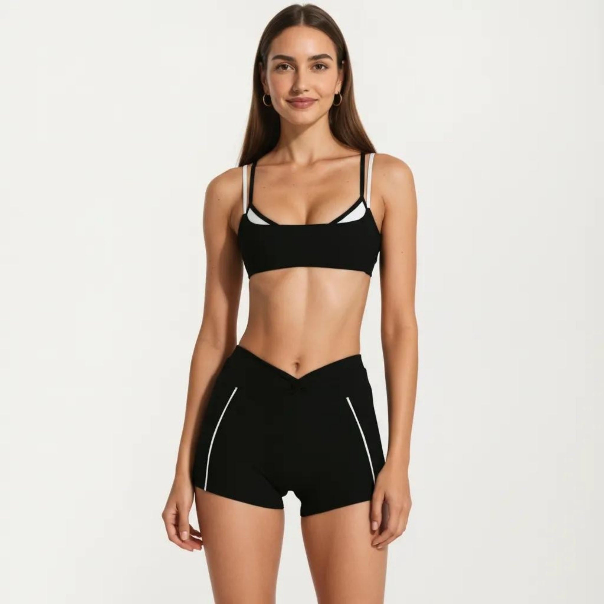 Anna-Kaci Women's Double Strap Sports Bra with Twist Back Light Support Workout Bra for Yoga Fitness Training