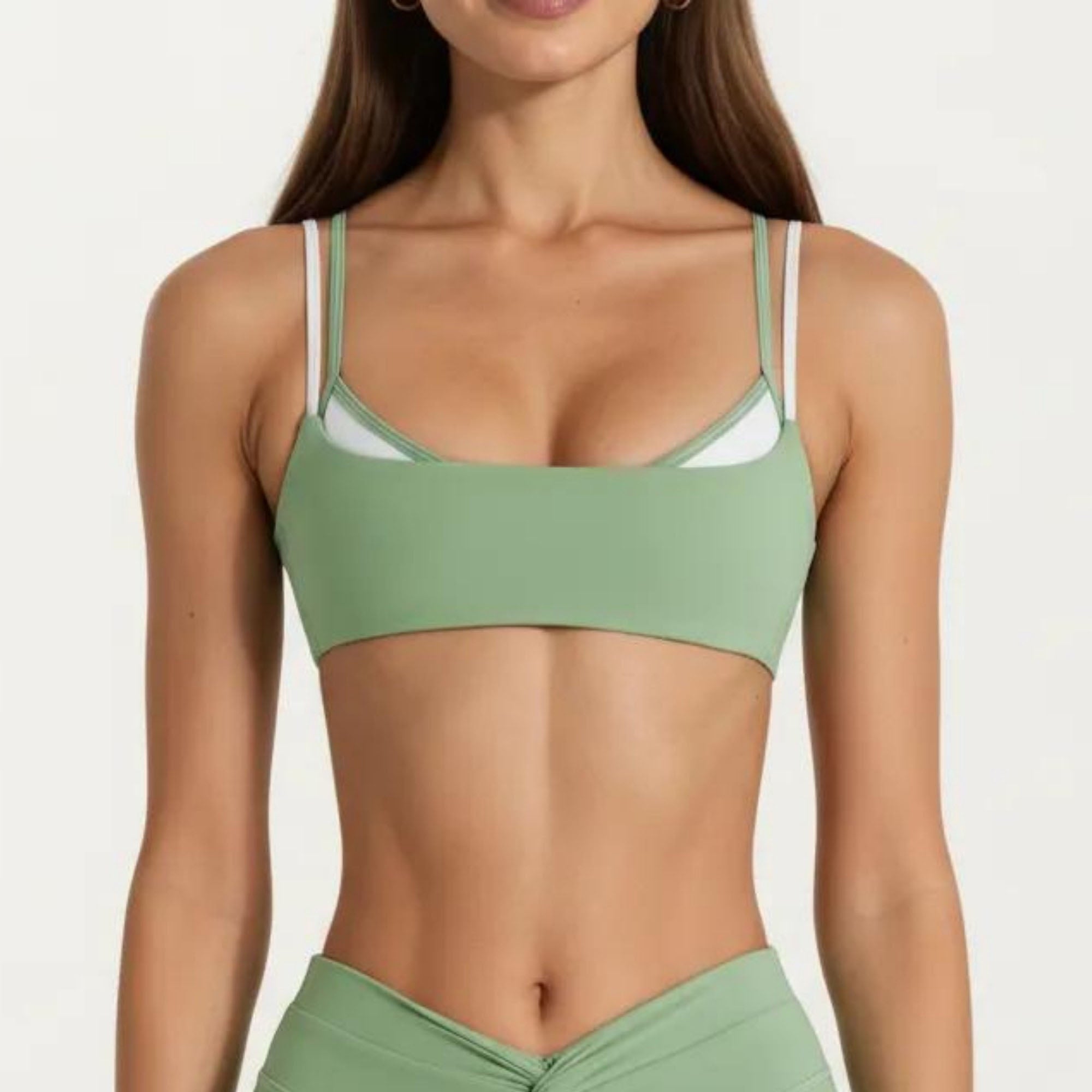 Anna-Kaci Women's Double Strap Sports Bra with Twist Back Light Support Workout Bra for Yoga Fitness Training
