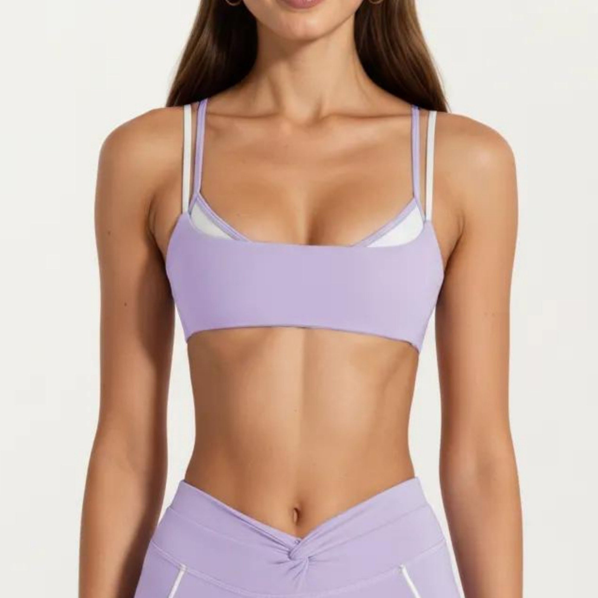 Anna-Kaci Women's Double Strap Sports Bra with Twist Back Light Support Workout Bra for Yoga Fitness Training