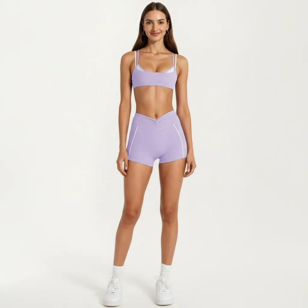 Anna-Kaci Women's Double Strap Sports Bra with Twist Back Light Support Workout Bra for Yoga Fitness Training