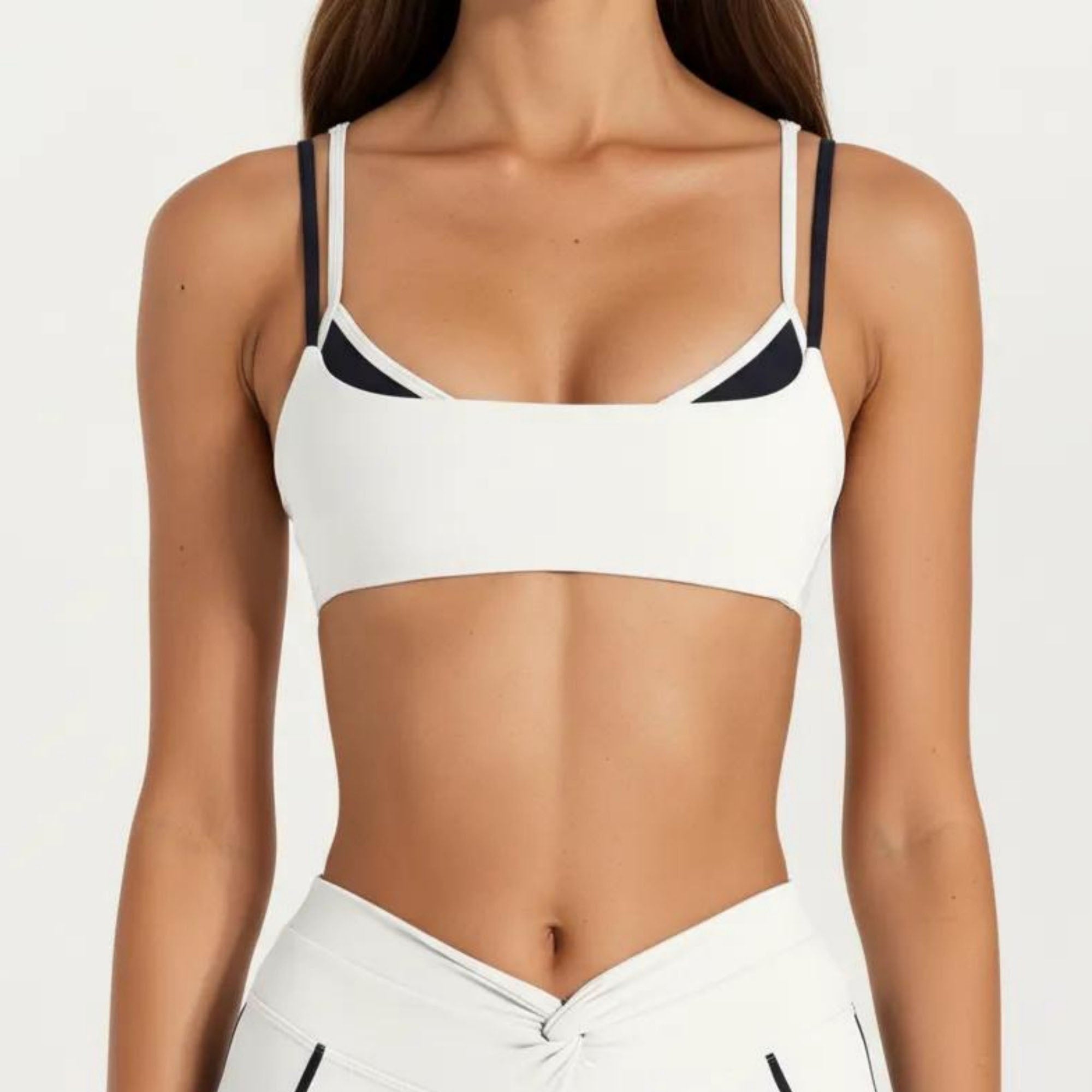 Anna-Kaci Women's Double Strap Sports Bra with Twist Back Light Support Workout Bra for Yoga Fitness Training