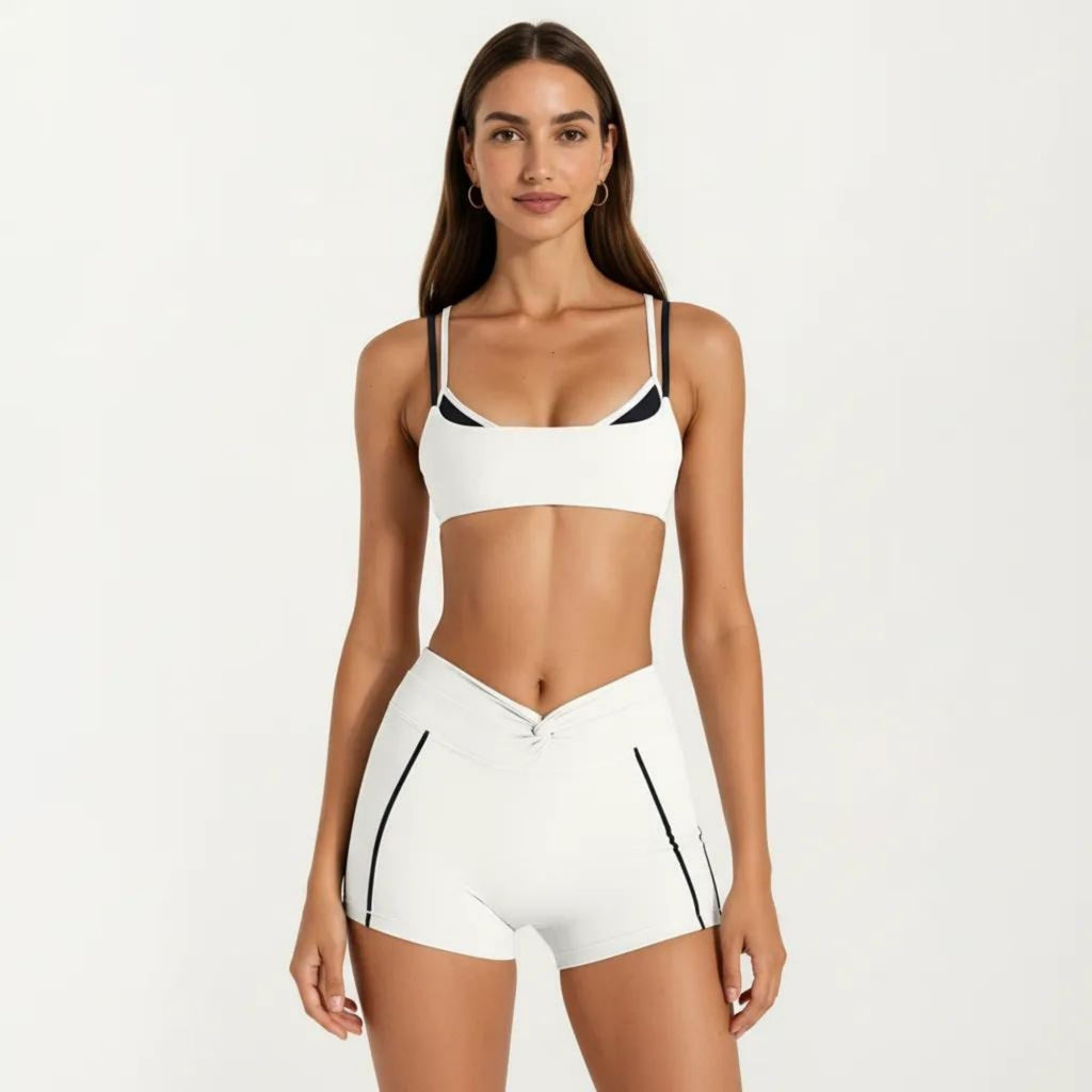 Anna-Kaci Women's Double Strap Sports Bra with Twist Back Light Support Workout Bra for Yoga Fitness Training
