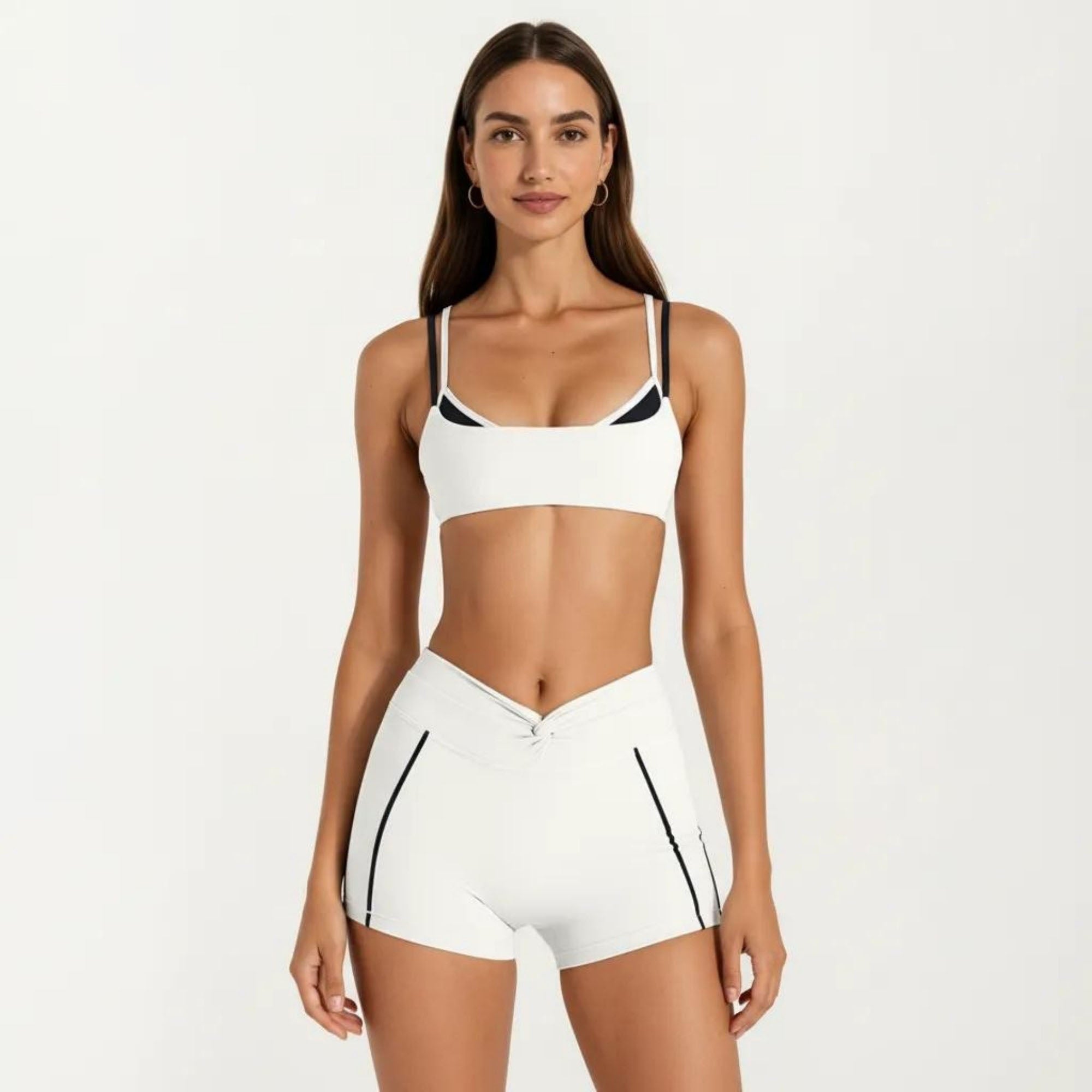 Anna-Kaci Women's Double Strap Sports Bra with Twist Back Light Support Workout Bra for Yoga Fitness Training