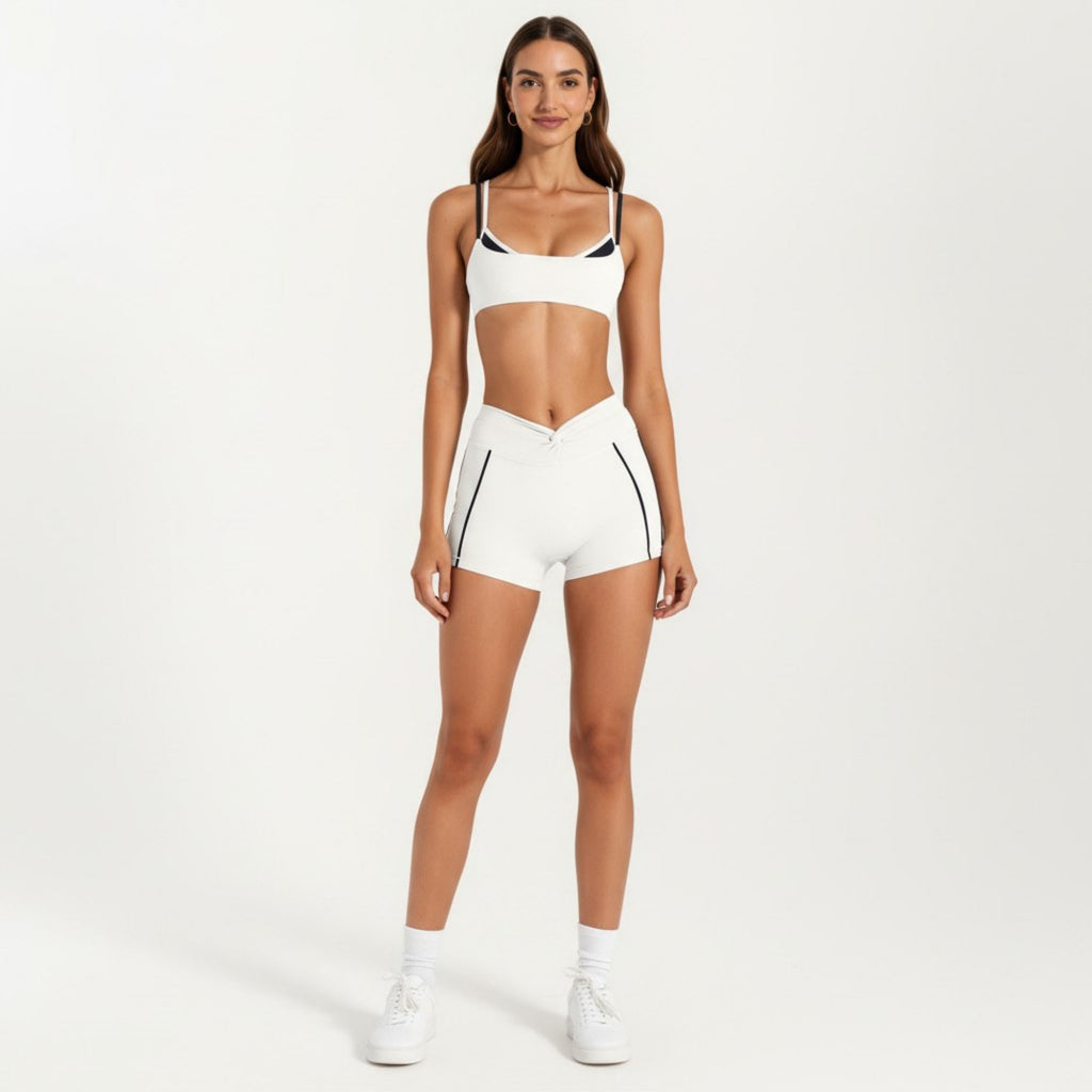 Anna-Kaci Women's Double Strap Sports Bra with Twist Back Light Support Workout Bra for Yoga Fitness Training