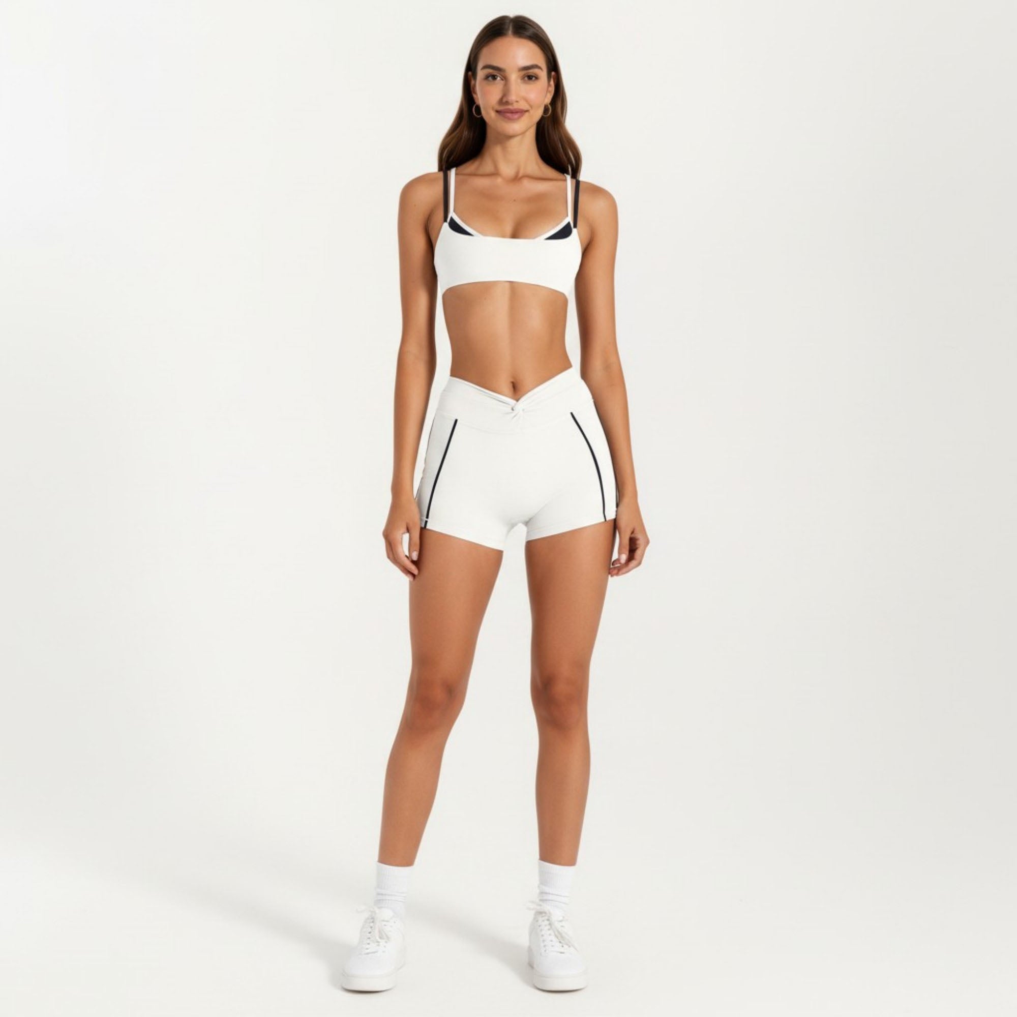 Anna-Kaci Women's Double Strap Sports Bra with Twist Back Light Support Workout Bra for Yoga Fitness Training