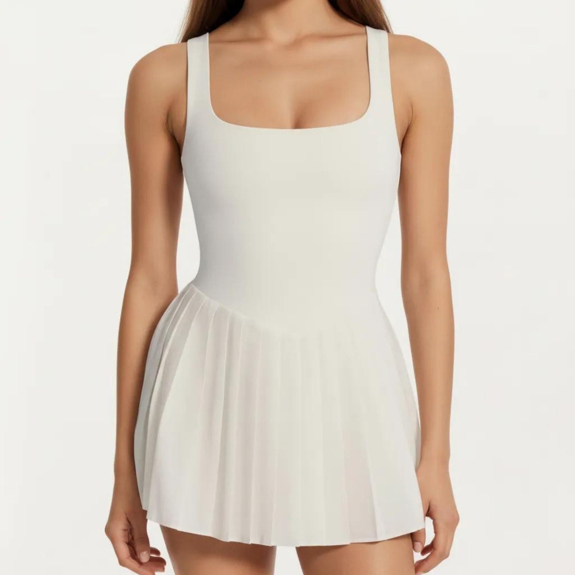 Anna-Kaci Women's Pleated Tennis Dress with Built In Bra Pads Breathable Athletic Skort Dress
