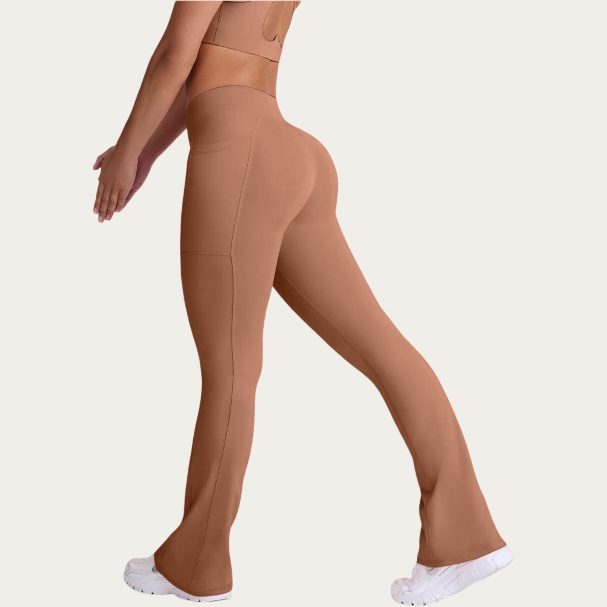 Anna-Kaci Women's V Waist Flare Yoga Pants with Cross Front High Waist Stretch Fit Athletic Workout Leggings