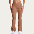 Anna-Kaci Women's V Waist Flare Yoga Pants with Cross Front High Waist Stretch Fit Athletic Workout Leggings