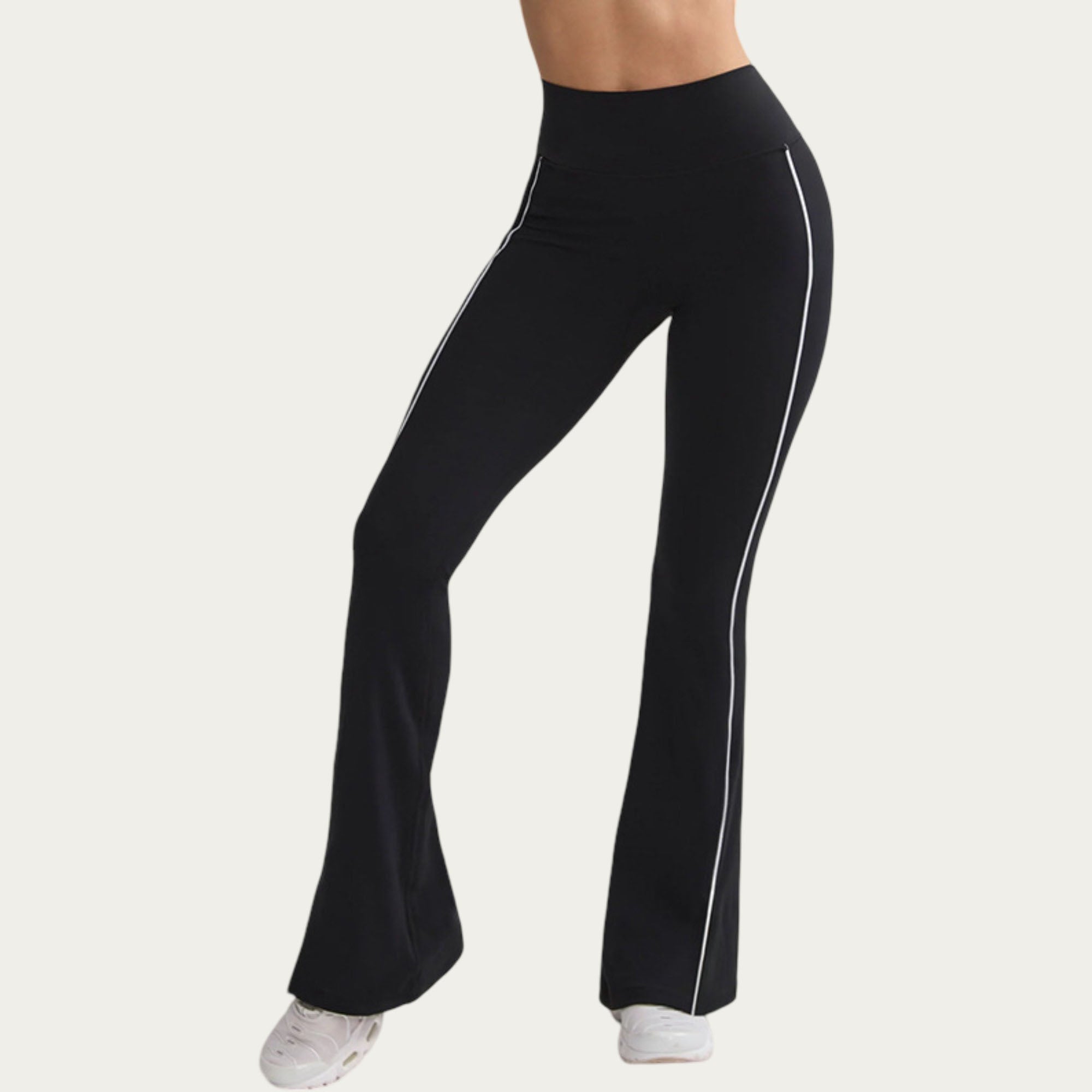 Anna-Kaci Women's High Waist Flare Yoga Pants with Contrast Side Stripe Stretch Fit Athletic Workout Leggings