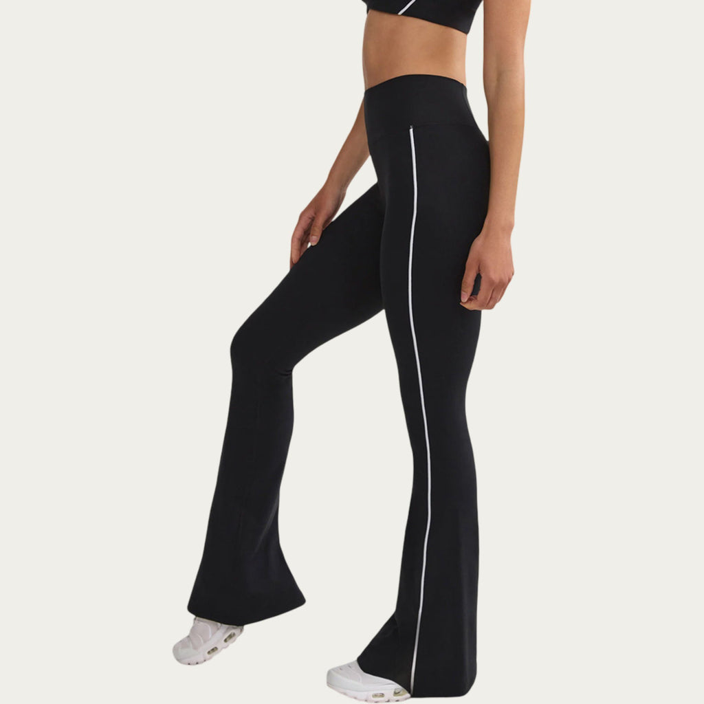 Anna-Kaci Women's High Waist Flare Yoga Pants with Contrast Side Stripe Stretch Fit Athletic Workout Leggings