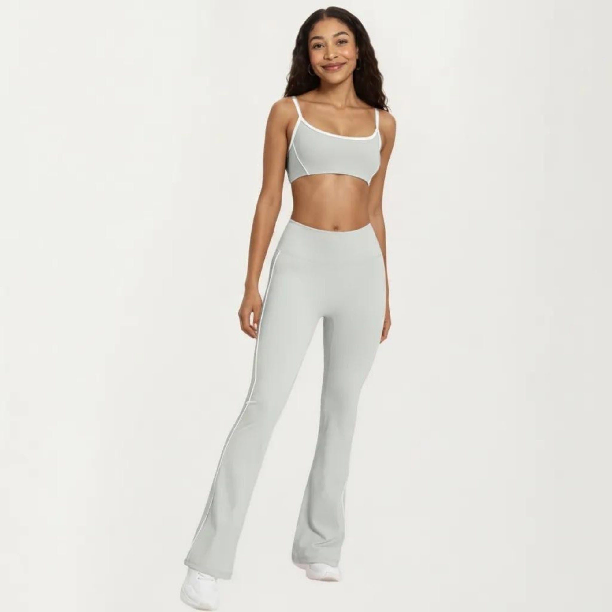 Anna-Kaci Women's High Waist Flare Yoga Pants with Contrast Side Stripe Stretch Fit Athletic Workout Leggings